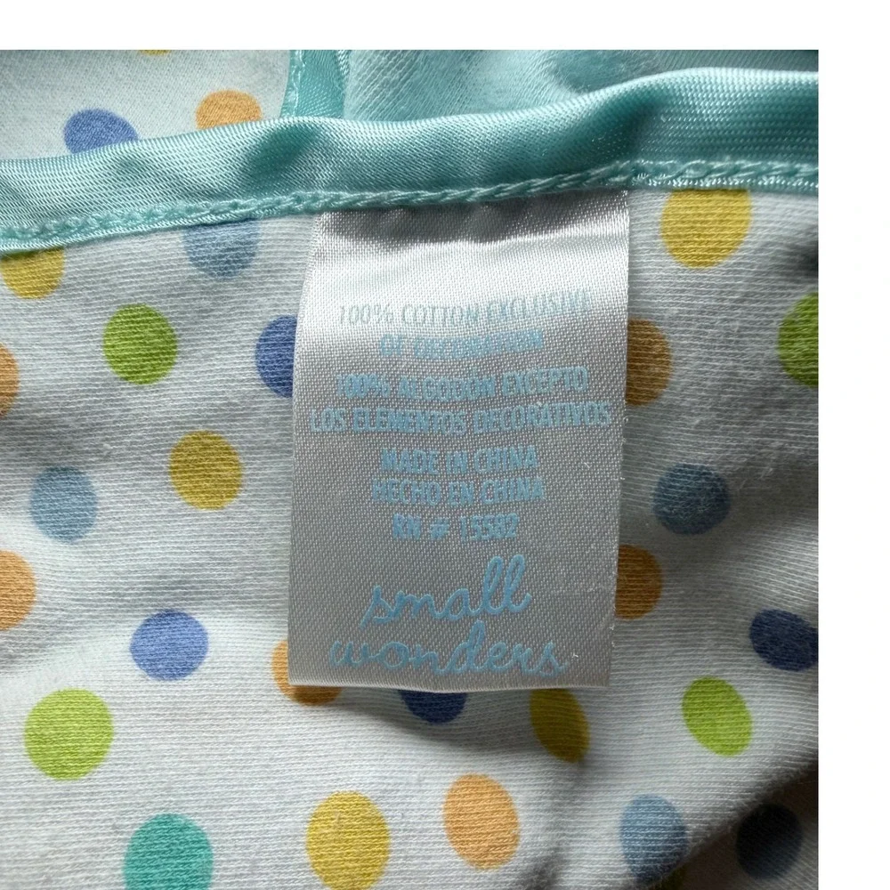 Small Wonders Blue Polka Dot Giraffe Jungle Friend Satin Trim Baby Blanket Cotto